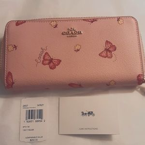 NEW Coach Accordion Zip Wallet. Butterfly Print